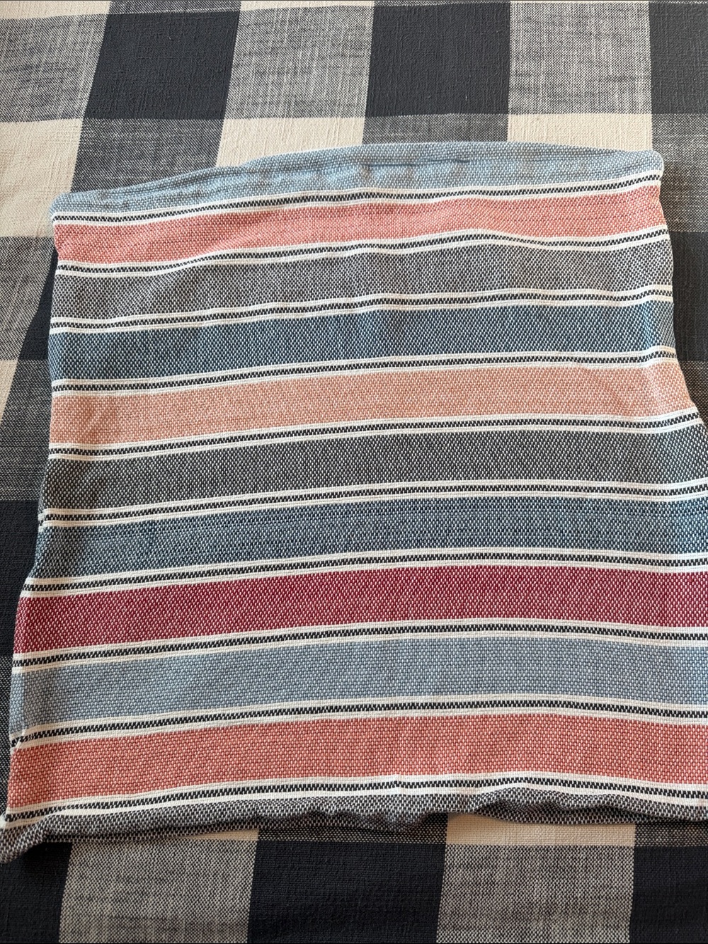 Pottery Barn Striped Accent Pillow Cover in Blue, Pink, Red and Cream